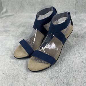 Charleston Shoe Co Sandal Strap Heels Womens Size 9 Navy